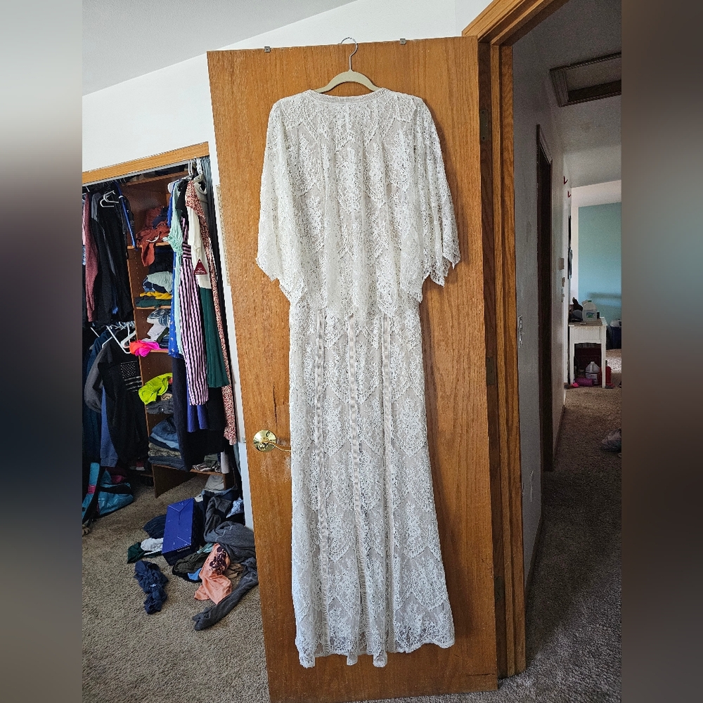 BHLDN x Tadashi Shoji Lorene Dress Gown Ivory Sz 10 Orig.$650 gently used - Picture 2 of 6